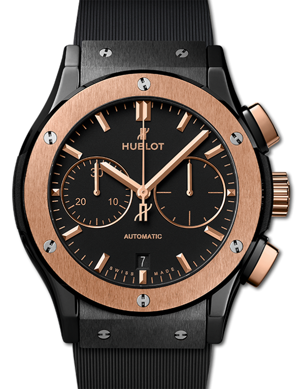 Hublot Classic Fusion Chronograph King Gold Black Dial Rose Gold Bezel Ceramic Rubber Strap 45mm 521.CO.1781.RX - BRAND NEW