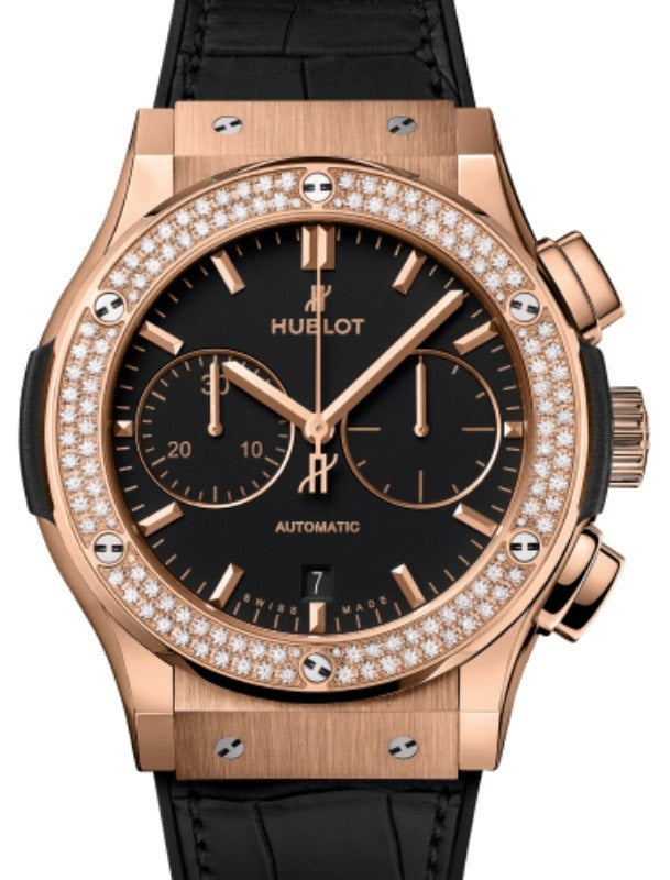 Hublot Classic Fusion Chronograph King Gold Diamonds 45mm Black Dial 521.OX.1181.LR.1104