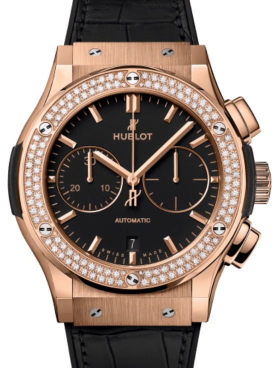 Hublot Classic Fusion Chronograph King Gold Diamonds 45mm Black Dial 521.OX.1181.LR.1104