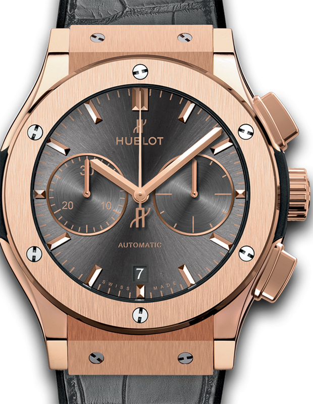 Hublot Classic Fusion Chronograph King Gold Racing Grey Dial Rose Gold Bezel Leather Strap 45mm 521.OX.7081.LR - BRAND NEW