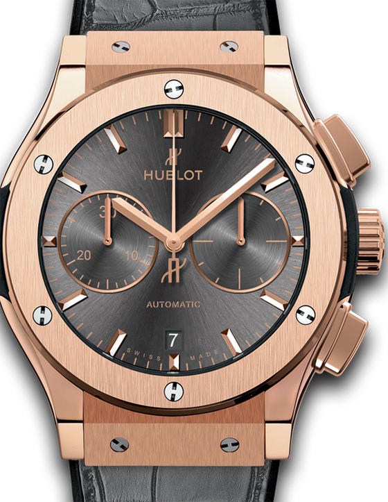 Hublot Classic Fusion Chronograph King Gold Racing Grey Dial Rose Gold Bezel Leather Strap 45mm 521.OX.7081.LR - BRAND NEW
