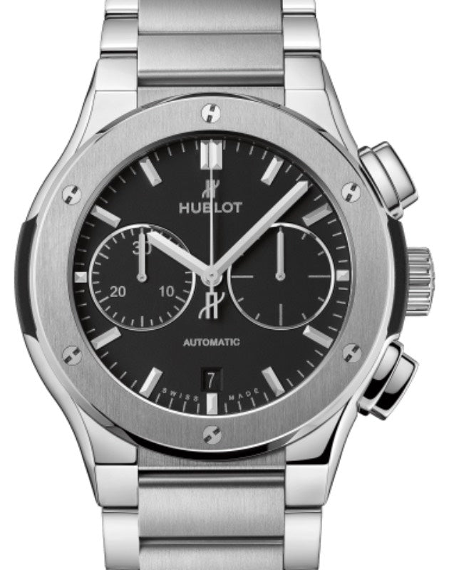 Hublot Classic Fusion Chronograph Titanium Bracelet 45mm Titanium Black Dial Titanium Bracelet 520.NX.1170.NX - BRAND NEW