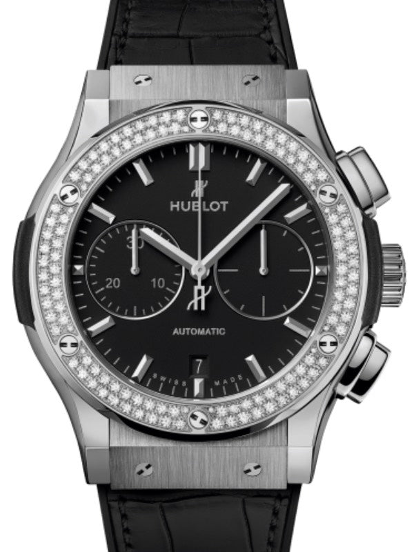 Hublot Classic Fusion Chronograph Titanium Diamonds 45mm Black Dial 521.NX.1171.LR.1104