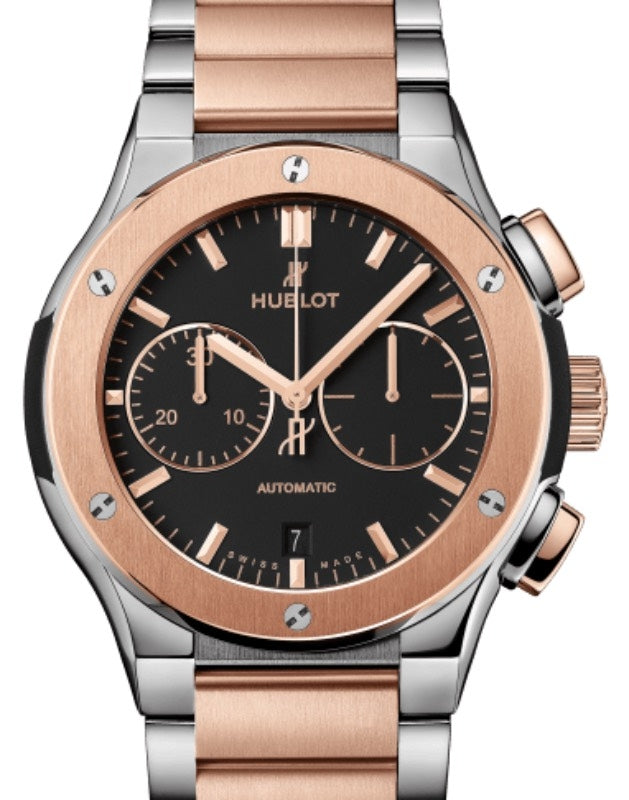 Hublot Classic Fusion Chronograph Titanium King Gold Bracelet 45mm Black Dial 520.NO.1180.NO