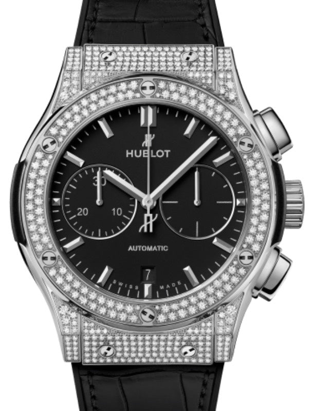 Hublot Classic Fusion Chronograph Titanium Pave 45mm Black Dial 521.NX.1171.LR.1704