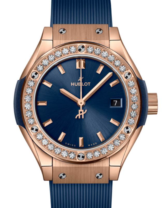 Hublot Classic Fusion King Gold Blue Diamonds 29mm 591.OX.7180.RX.1204