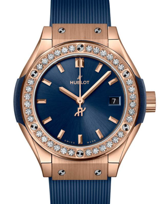 Hublot Classic Fusion King Gold Blue Diamonds 29mm 591.OX.7180.RX.1204
