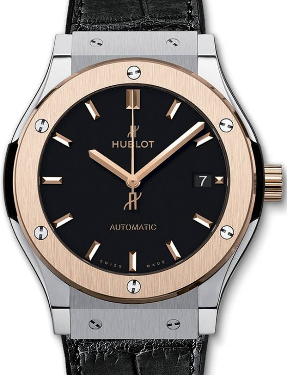 Hublot Classic Fusion 3-Hands Titanium King Gold 45mm Black Dial Rubber and Alligator Leather Straps 511.NO.1181.LR - BRAND NEW