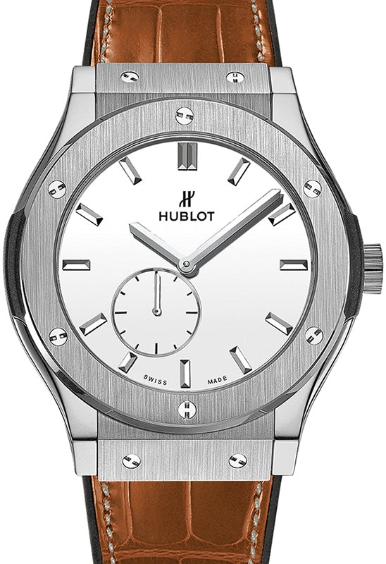 Hublot Classic Fusion Ultra-Thin White Index Dial Titanium Bezel Leather Strap 42mm 545.NX.2210.LR - BRAND NEW