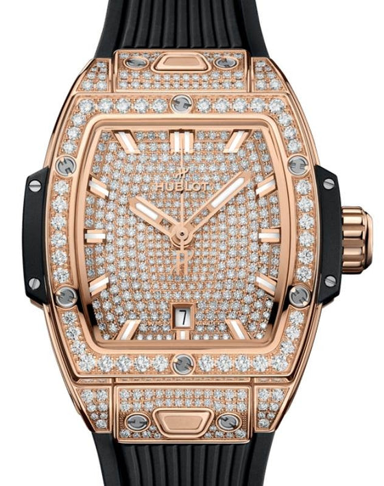 Hublot Shaped Spirit of Big Bang 3-Hands King Gold Full Pave 32mm 682.OX.9000.RX.1604 - BRAND NEW