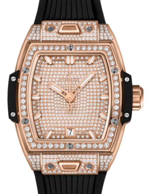 Hublot Shaped Spirit of Big Bang 3-Hands King Gold Full Pave 39mm 662.OX.9000.RX.1604 - BRAND NEW
