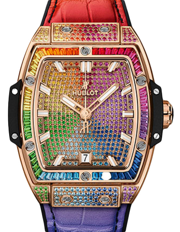 Hublot Shaped Spirit of Big Bang 3-Hands King Gold Rainbow Full 665.OX.9910.LR.0999