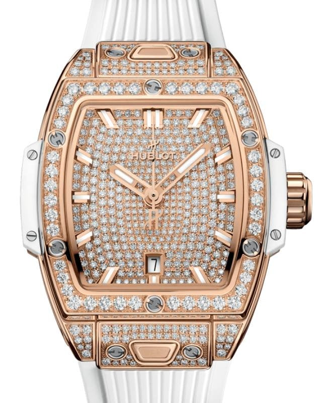 Hublot Shaped Spirit of Big Bang 3-Hands King Gold White Full Pave 32mm 682.OE.9000.RW.1604 - BRAND NEW