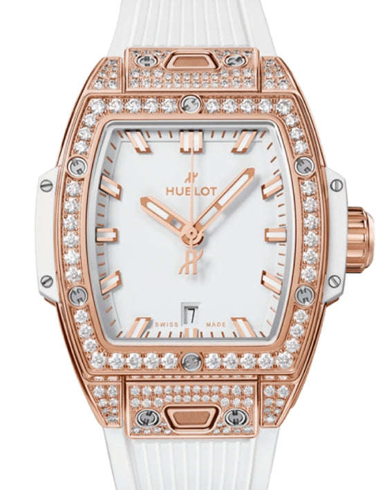 Hublot Shaped Spirit of Big Bang 3-Hands King Gold White Pave 32mm 682.OE.2080.RW.1604 - BRAND NEW