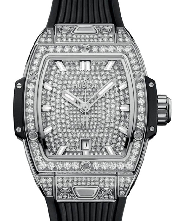 Hublot Shaped Spirit of Big Bang 3-Hands Steel Full Pave 32mm 682.SX.9000.RX.1604 - BRAND NEW