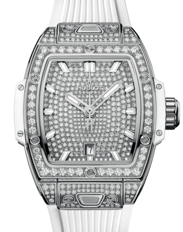 Hublot Shaped Spirit of Big Bang 3-Hands Steel White Full Pave 32mm 682.SE.9000.RW.1604 - BRAND NEW