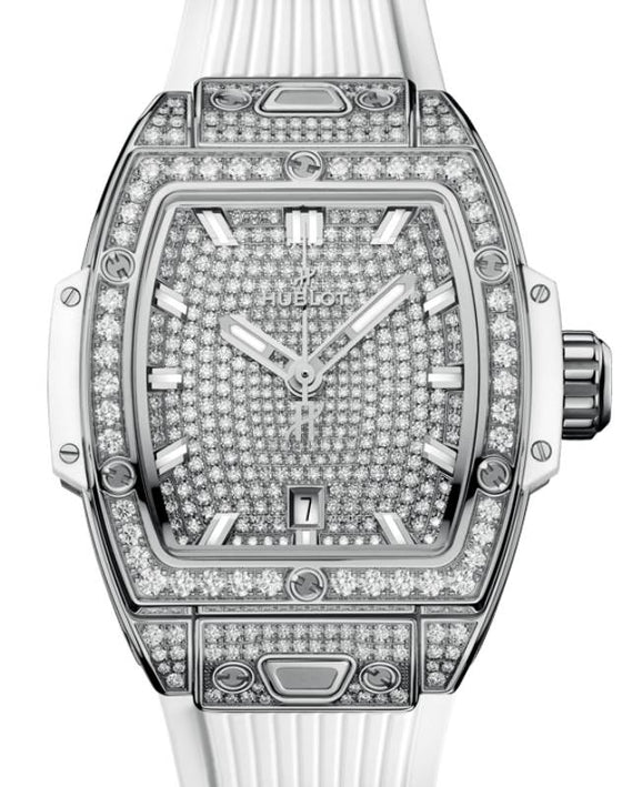 Hublot Shaped Spirit of Big Bang 3-Hands Steel White Full Pave 32mm 682.SE.9000.RW.1604 - BRAND NEW