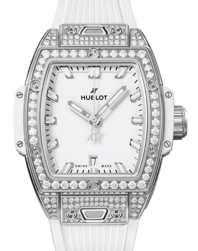Hublot Shaped Spirit of Big Bang 3-Hands Steel White Pave 32mm 682.SE.2010.RW.1604 - BRAND NEW