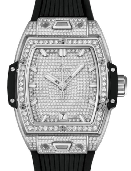 Hublot Shaped Spirit of Big Bang 3-Hands Titanium Full Pave 39mm 662.NX.9000.RX.1604 - BRAND NEW