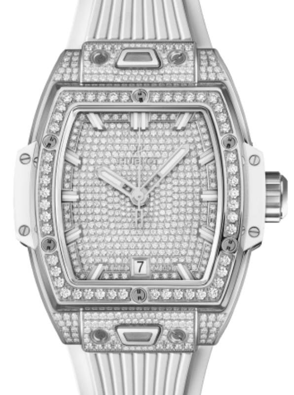 Hublot Shaped Spirit of Big Bang 3-Hands Titanium White Full Pave 39mm 662.NE.9000.RW.1604 - BRAND NEW
