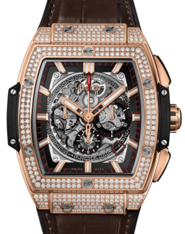 Hublot Shaped Spirit of Big Bang Chronograph King Gold Pave 45mm Sapphire Dial 601.OX.0183.LR.1704