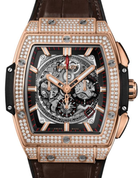 Hublot Shaped Spirit of Big Bang Chronograph King Gold Pave 45mm Sapphire Dial 601.OX.0183.LR.1704