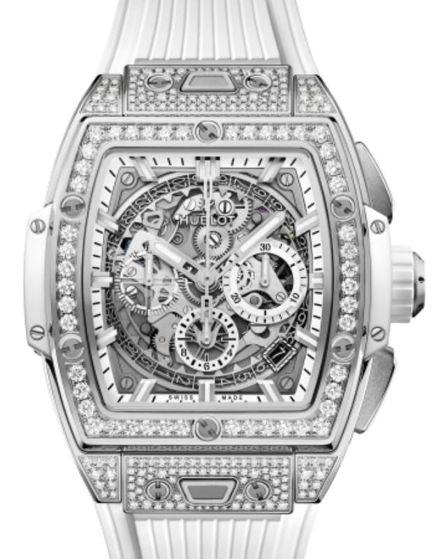 Hublot Shaped Spirit of Big Bang Chronograph Titanium White Pave 42mm 642.NE.2010.RW.1604 - BRAND NEW