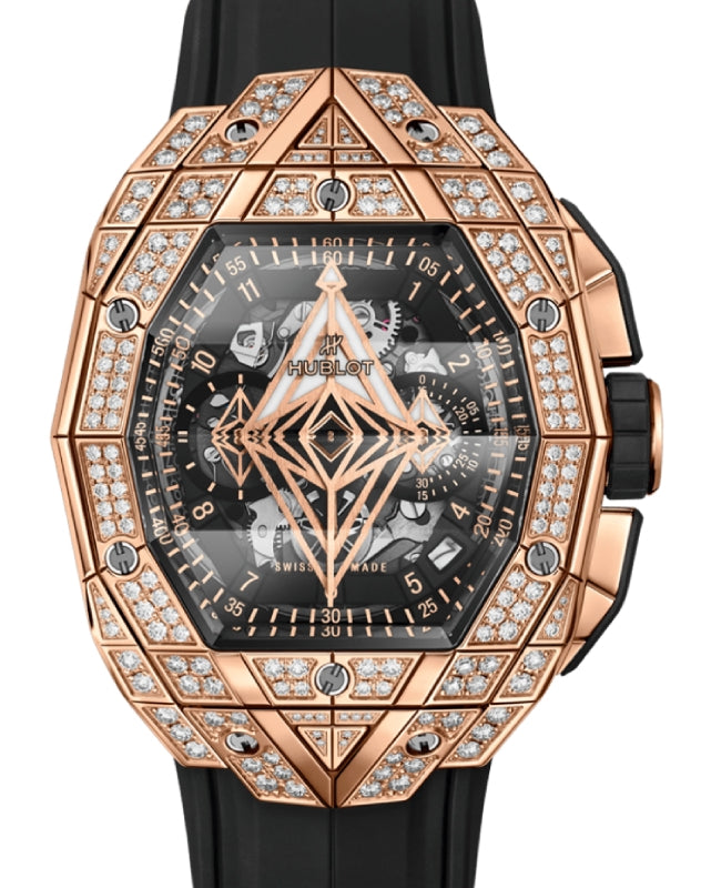Hublot Shaped Spirit of Big Bang Partnerships Sang Bleu King Gold Pave 648.OX.0108.RX.1604.MXM23 - BRAND NEW