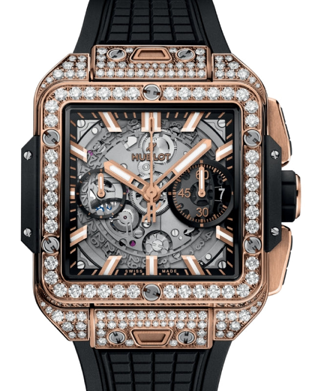 Hublot Shaped Square Bang Unico King Gold Pave 42mm 821.OX.0180.RX.1604