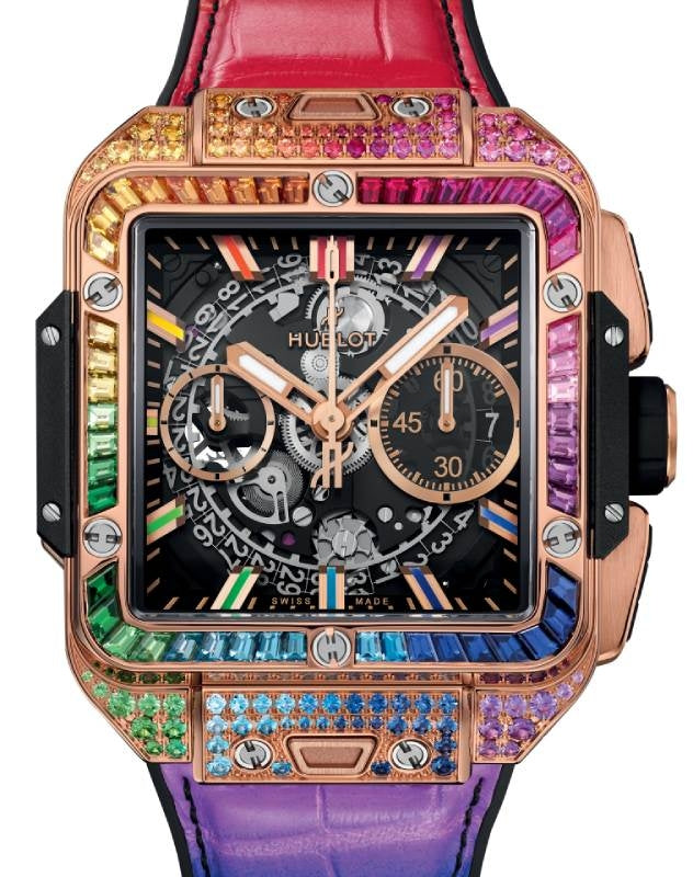 Hublot Shaped Square Bang Unico King Gold Rainbow Gemstones 42mm 821.OX.0118.LR.0999 - BRAND NEW