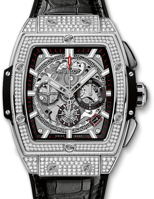 Hublot Spirit of Big Bang Diamond Pave Index Dial & Bezel Titanium Leather Strap 42mm 641.NX.0173.LR - BRAND NEW