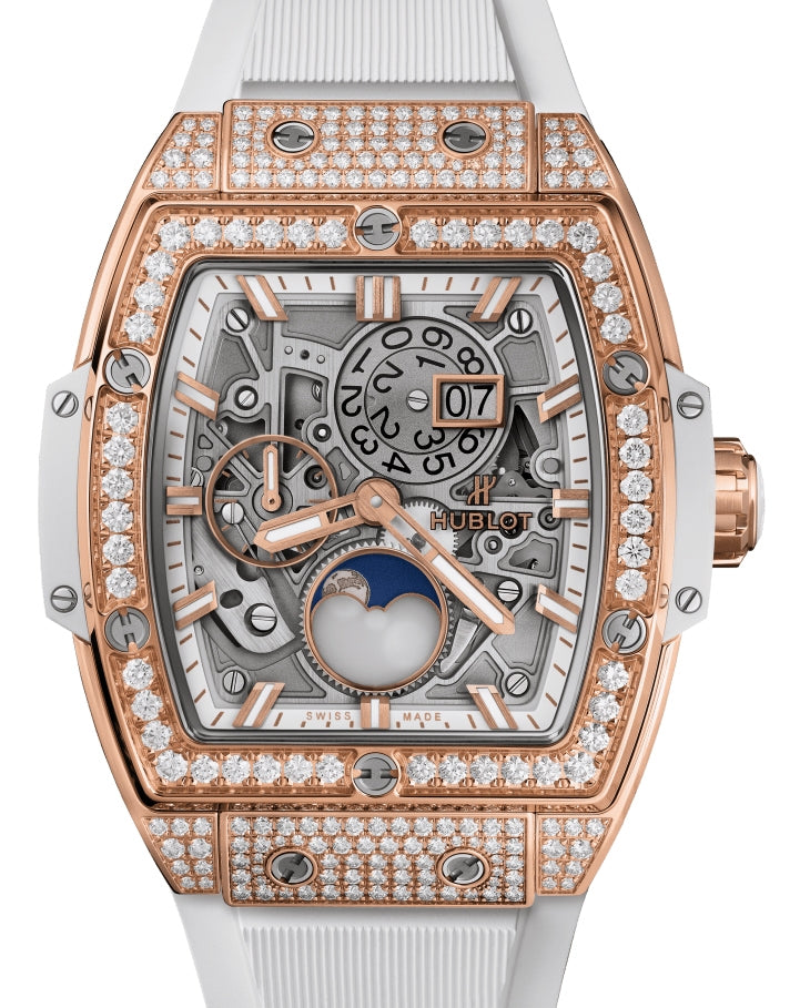 Hublot Spirit of Big Bang Moonphase King Gold White Pave Diamonds 42mm 647.OE.2080.RW.1604 - PRE-OWNED