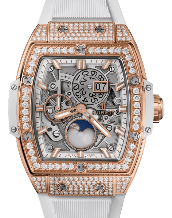 Hublot Spirit of Big Bang Moonphase King Gold White Pave Diamonds 42mm 647.OE.2080.RW.1604 - PRE-OWNED