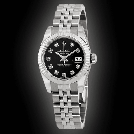Rolex Lady-Datejust 26 26 mm 179174-BLKSBRJ Steel/White Gold Black