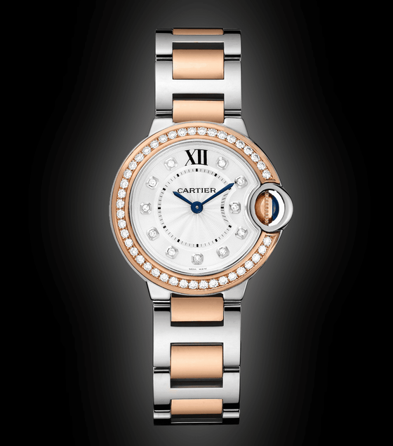 Cartier Ballon Bleu De Silver Diamond Dial Rose Gold Bezel Rose Gold & Steel Bracelet 36mm W3BB0013 - BRAND NEW