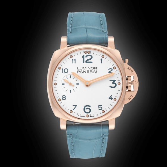 Panerai Luminor Due Red Gold 42mm White Dial Alligator Leather Strap PAM00741 - BRAND NEW