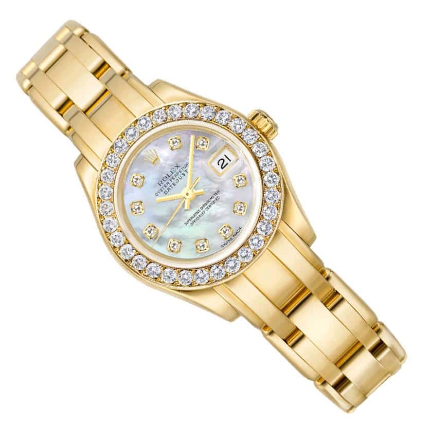 Rolex Pearlmaster 29 29 mm 80298 White Mother of Pearl Diamond Yellow Gold White Mother of Pearl