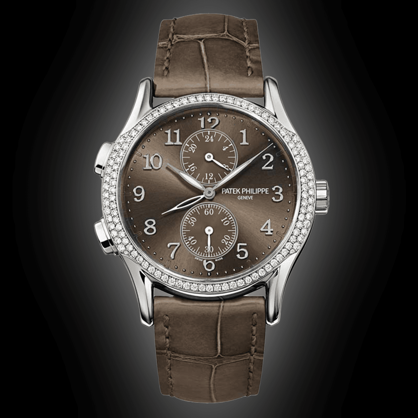 Patek Philippe Complications 35 mm 7134G-001 White Gold/Diamonds Brown