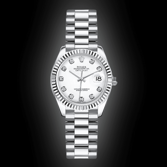 Rolex Lady-Datejust 26 179179-WHTDP White Diamond Fluted White Gold President - BRAND NEW