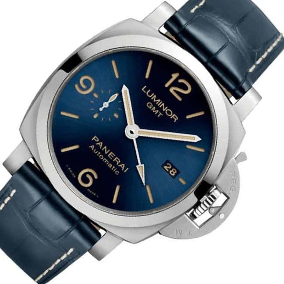 Panerai Luminor GMT Stainless Steel 44mm Blue Dial Alligator Leather Strap PAM01033 - BRAND NEW