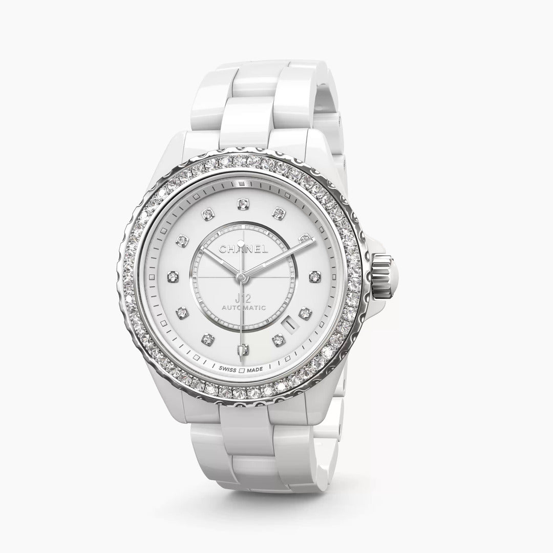 Chanel J12 H2430 Ladies 38mm White Ceramic Diamond Bezel Dial Quartz - BRAND NEW