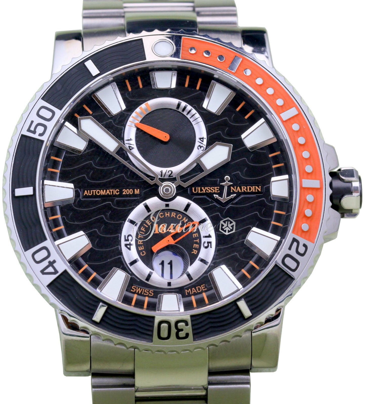 Ulysse Nardin Maxi Marine Diver Titanium 263-90-7M Men's 45mm Stainless Steel Black Orange