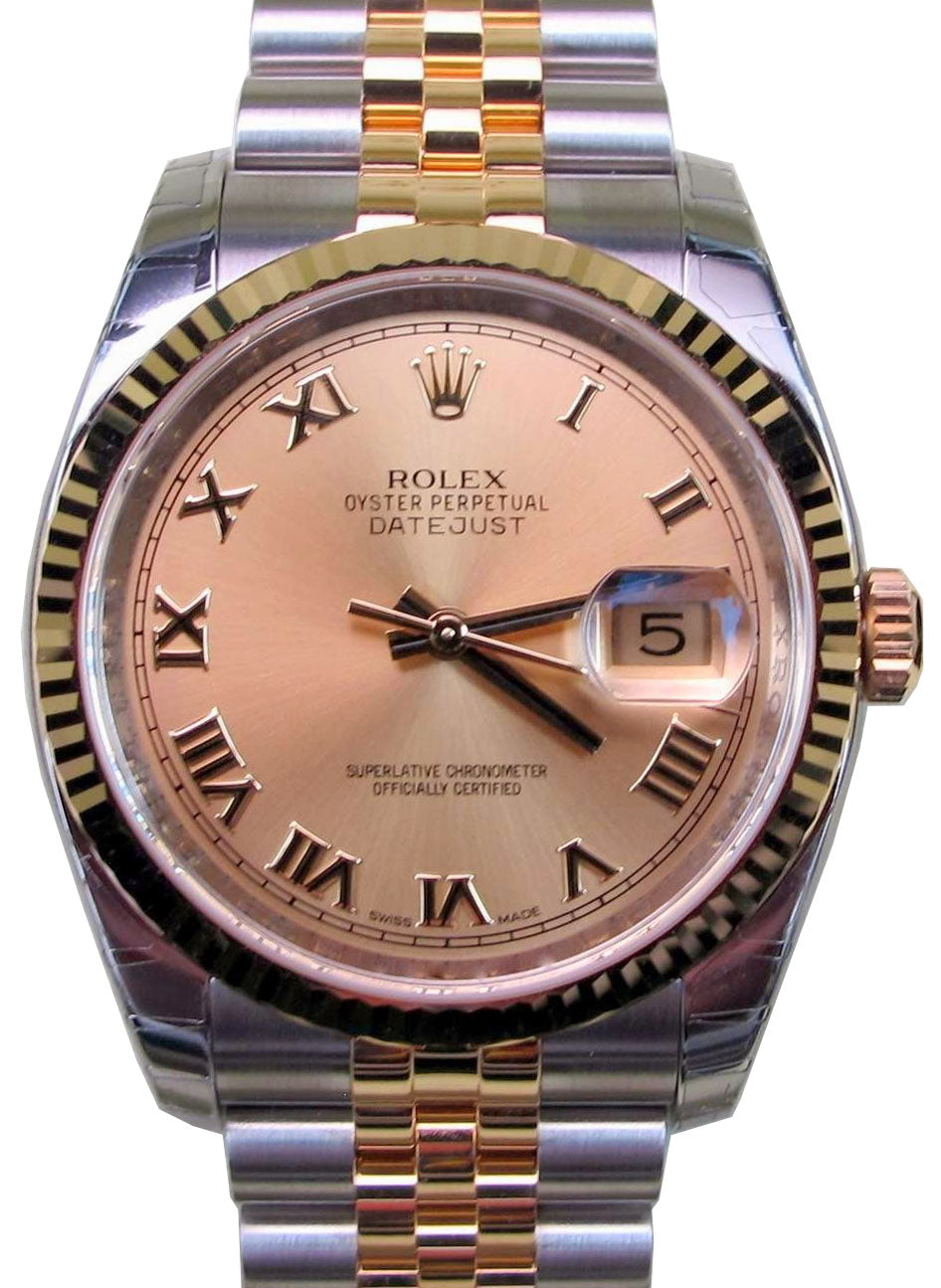 Rolex Datejust 36 116233-GLDRFJ Champagne Roman Fluted Yellow Gold Stainless Steel Jubilee BRAND NEW