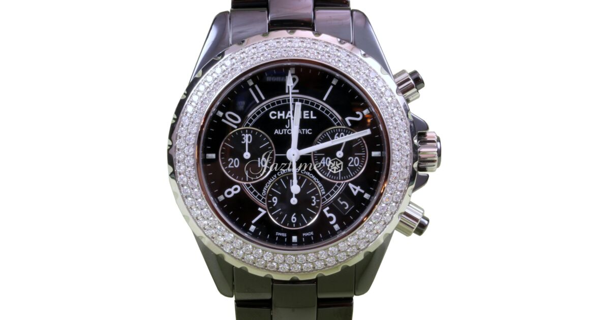 Chanel J12 H1009 Black Ceramic Diamond Chronograph 41mm Automatic - BRAND NEW