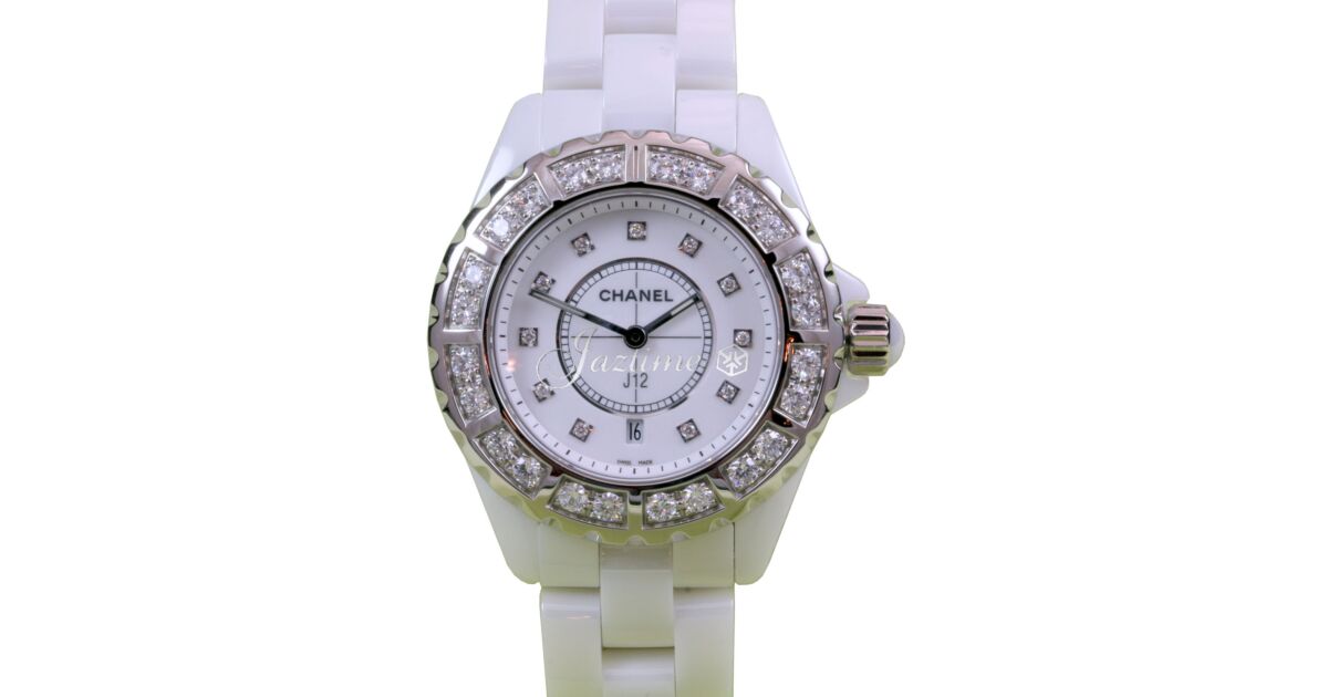 Chanel J12 H2429 Ladies Midsize 33mm Quartz White Ceramic Diamond - BRAND NEW