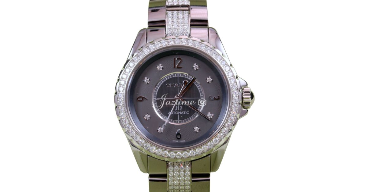 Chanel J12 H3106 Automatic Ladies 38mm Titanium Gray Ceramic Diamond - BRAND NEW