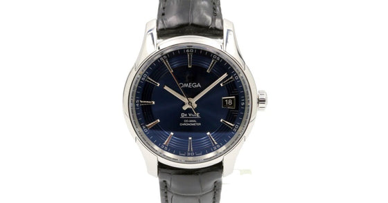 Omega De Ville 433.33.41.21.03.001 Co-Axial Master Chronometer Hour Vision Steel Blue Leather 41mm PRE-OWNED