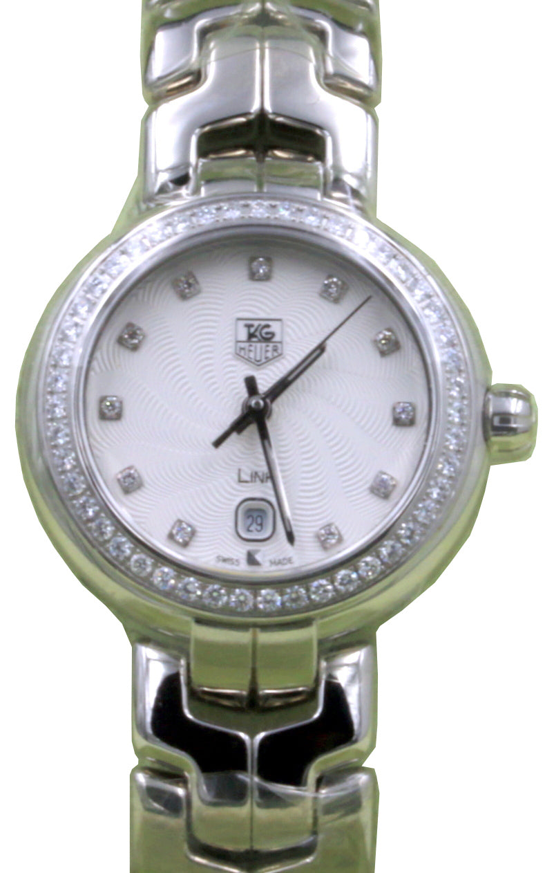 TAG Heuer Link Ladies WAT1414.BA0954 29mm Silver Guilloche Diamond Stainless Steel BRAND NEW