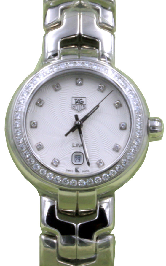 TAG Heuer Link Ladies WAT1414.BA0954 29mm Silver Guilloche Diamond Stainless Steel BRAND NEW