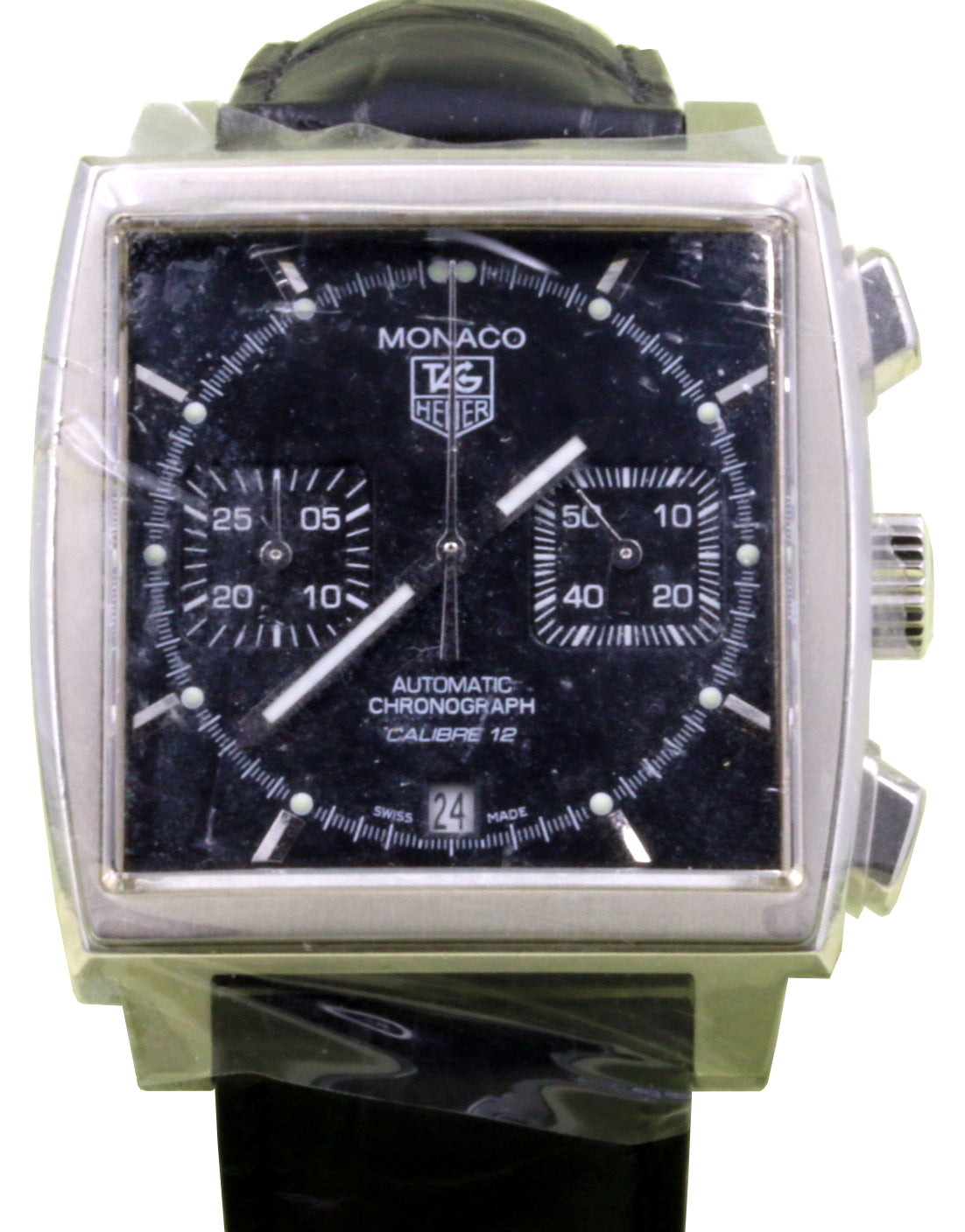 TAG Heuer Monaco Calibre 12 CAW2110.FC6177 39mm Black Index Stainless Steel Leather Date